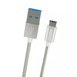 Дата-кабель с нейлоновой оплёткой Interstep USB-C/USB-A 3.0 (1 м, 3 А, 5 Гбит/с)