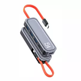 Многопортовый адаптер ROCK TR04 с одинарным коннектором USB-C (USB-C PD 100 Вт, 3 USB-A 3.0, HDMI 4K 30 Гц)