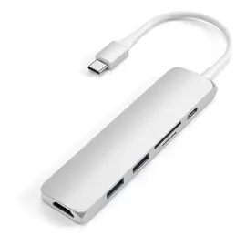 Мультипортовый адаптер Satechi ST-SCMA2 с одинарным коннектором USB-C (USB-C PD 60 Вт, 2 USB-A 3.0, SD, microSD, HDMI 4K 30 Гц)