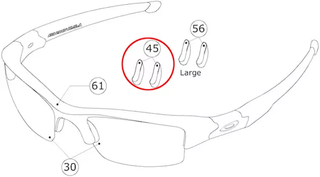 Носовые упоры для очков Oakley Flak Jacket (черный увеличенный размер)