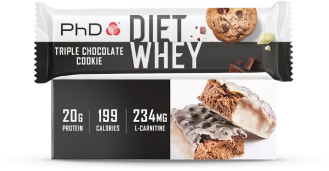 Протеиновый батончик PhD Diet Whey Bar (63 гр Тройное шоколадное печенье)