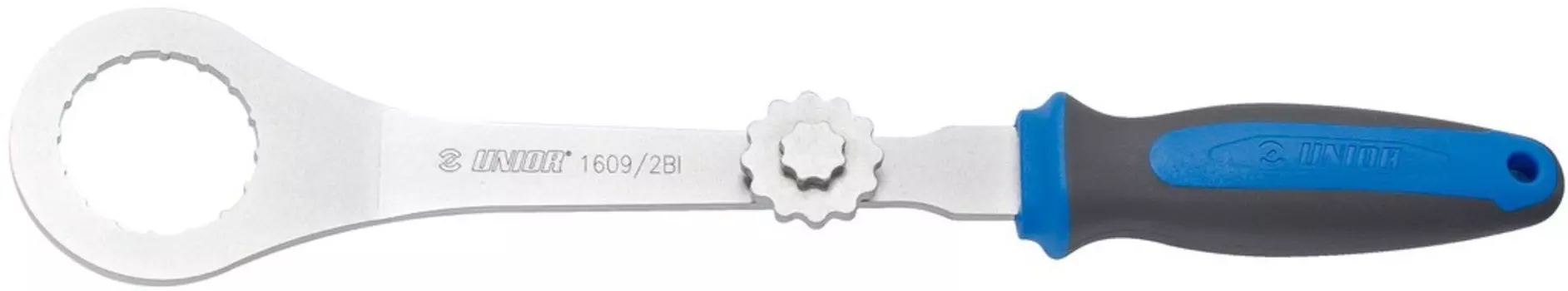 Съемник каретки Unior 1609/2BI для кареток Hollowtech II с ключом для торцевого болта (серебристый / синий)