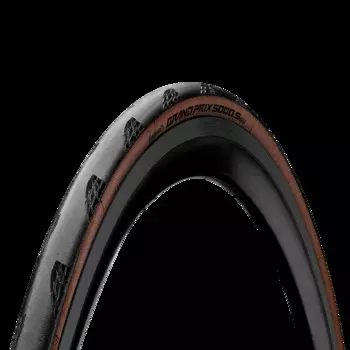 Велопокрышка Continental Grand Prix 5000 S TR Tubeles 28" (черный / коричневый 700x28C (28-622) кевларовый)