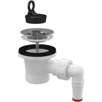 Донный клапан для раковины «AlcaPlast» A31P с нержавеющей peшeткой DN63 и штуцером