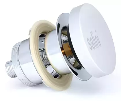 Донный клапан для ванны «Salini» D 402 15221WG с механизмом Клик-Клак белый глянцевый