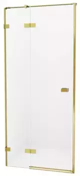 Душевая дверь «New Trendy» Avexa Gold Brushed 130/200 прозрачная/брашированное золото левая