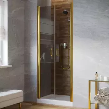 Душевая дверь «Vegas Glass» E2P Lux 100/199,5 графит/глянцевое золото универсальная