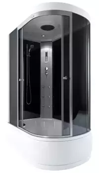 Душевая кабина «Arcus» AS-109L 120/80 высокий поддон тонированная/чёрная с гидромассажем и электрикой левая
