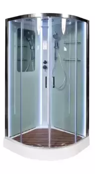 Душевая кабина «AvaCan» A01 LED 100/100 низкий поддон прозрачная/белая с электрикой