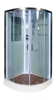 Душевая кабина «AvaCan» A01 LED 100/100 низкий поддон прозрачная/белая с гидромассажем с электрикой