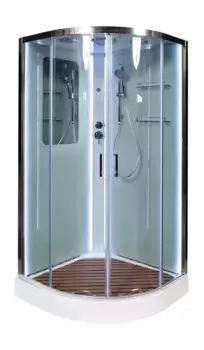 Душевая кабина «AvaCan» A01 LED с кнопкой 100/100 низкий поддон прозрачная/белая с электрикой