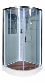 Душевая кабина «AvaCan» A01 LED с кнопкой 100/100 низкий поддон прозрачная/белая с гидромассажем с электрикой