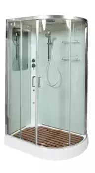 Душевая кабина «AvaCan» A102L 120/80 низкий поддон прозрачная/белая с гидромассажем левая