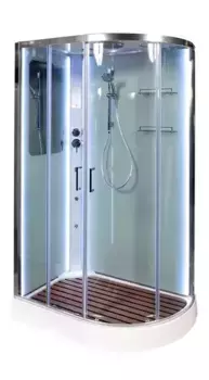 Душевая кабина «AvaCan» A102L LED 120/80 низкий поддон прозрачная/белая с гидромассажем с электрикой левая