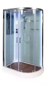 Душевая кабина «AvaCan» A102L LED 120/80 низкий поддон прозрачная/белая с электрикой левая