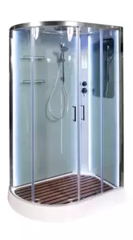 Душевая кабина «AvaCan» A102R LED 120/80 низкий поддон прозрачная/белая с электрикой правая