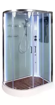 Душевая кабина «AvaCan» A102R LED 120/80 низкий поддон прозрачная/белая с гидромассажем с электрикой правая