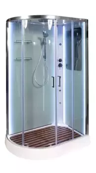 Душевая кабина «AvaCan» A102R LED с кнопкой 120/80 низкий поддон прозрачная/белая с гидромассажем с электрикой правая