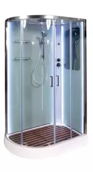 Душевая кабина «AvaCan» A102R LED с кнопкой 120/80 низкий поддон прозрачная/белая с электрикой правая