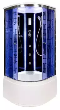 Душевая кабина «AvaCan» BM4510LED+GMBLACK 100/100 высокий поддон матовая с рисунком/чёрная с гидромассажем с электрикой