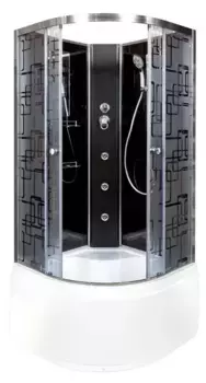 Душевая кабина «AvaCan» BM4510NGMBLACK 100/100 высокий поддон матовая с рисунком/чёрная без крыши с гидромассажем