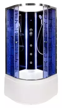 Душевая кабина «AvaCan» BM4510NLED+GMBLACK 100/100 высокий поддон матовая с рисунком/чёрная без крыши с гидромассажем с электрикой