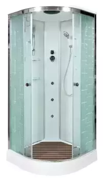 Душевая кабина «AvaCan» EM1510 100/100 низкий поддон матовая с рисунком/хром с гидромассажем