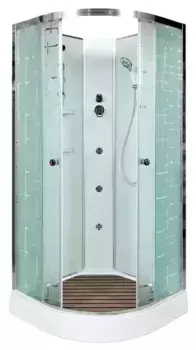 Душевая кабина «AvaCan» EM1510N 100/100 низкий поддон матовая с рисунком/хром без крыши с гидромассажем