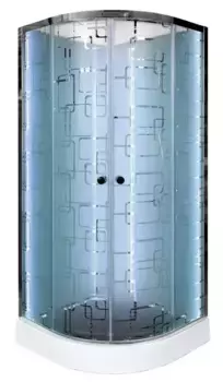 Душевая кабина «AvaCan» EM1510N LED 100/100 низкий поддон матовая с рисунком/хром без крыши с электрикой