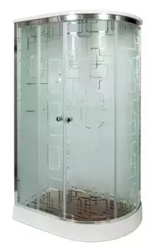 Душевая кабина «AvaCan» EM1511L 110/80 низкий поддон матовая с рисунком/хром с гидромассажем левая