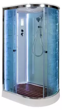 Душевая кабина «AvaCan» EM1511L LED 110/80 низкий поддон матовая с рисунком/хром с электрикой левая