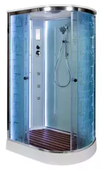 Душевая кабина «AvaCan» EM1511L LED 110/80 низкий поддон матовая с рисунком/хром с гидромассажем с электрикой левая