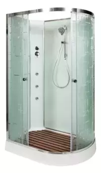 Душевая кабина «AvaCan» EM1511LN 110/80 низкий поддон матовая с рисунком/хром без крыши с гидромассажем левая