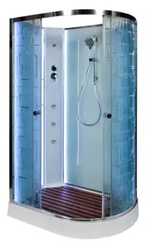 Душевая кабина «AvaCan» EM1511LN LED 110/80 низкий поддон матовая с рисунком/хром без крыши с гидромассажем с электрикой левая