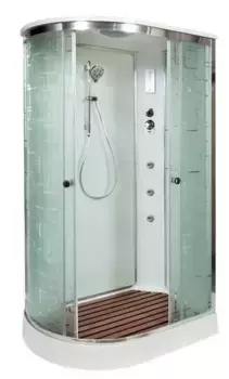 Душевая кабина «AvaCan» EM1511R 110/80 низкий поддон матовая с рисунком/хром с гидромассажем с электрикой правая