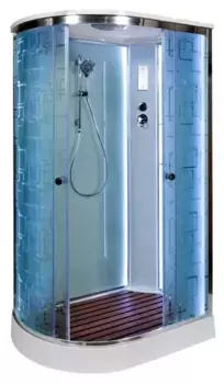 Душевая кабина «AvaCan» EM1511R LED 110/80 низкий поддон матовая с рисунком/хром с электрикой правая