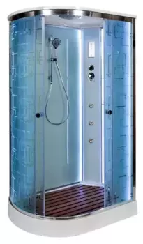 Душевая кабина «AvaCan» EM1511R LED 110/80 низкий поддон матовая с рисунком/хром с гидромассажем с электрикой правая