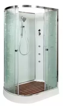 Душевая кабина «AvaCan» EM1511RN 110/80 низкий поддон матовая с рисунком/хром без крыши с гидромассажем правая