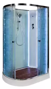 Душевая кабина «AvaCan» EM1511RN LED 110/80 низкий поддон матовая с рисунком/хром без крыши с электрикой правая