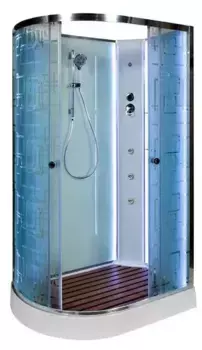 Душевая кабина «AvaCan» EM1511RN LED 110/80 низкий поддон матовая с рисунком/хром без крыши с гидромассажем с электрикой правая