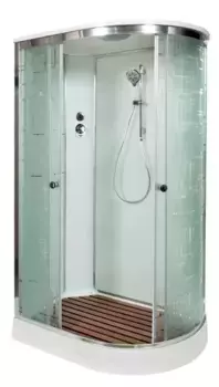 Душевая кабина «AvaCan» EM1512L 120/80 низкий поддон матовая с рисунком/хром левая