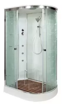 Душевая кабина «AvaCan» EM1512L 120/80 низкий поддон матовая с рисунком/хром с гидромассажем левая