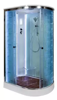 Душевая кабина «AvaCan» EM1512L LED 120/80 низкий поддон матовая с рисунком/хром с электрикой левая