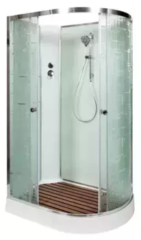 Душевая кабина «AvaCan» EM1512LN 120/80 низкий поддон матовая с рисунком/хром без крыши левая