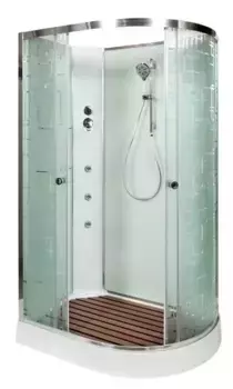 Душевая кабина «AvaCan» EM1512LN 120/80 низкий поддон матовая с рисунком/хром без крыши с гидромассажем левая