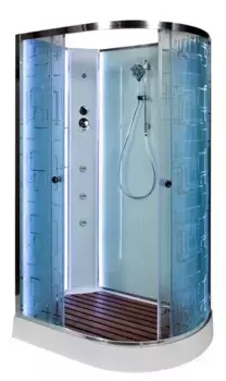 Душевая кабина «AvaCan» EM1512LN LED 120/80 низкий поддон матовая с рисунком/хром без крыши с гидромассажем с электрикой левая