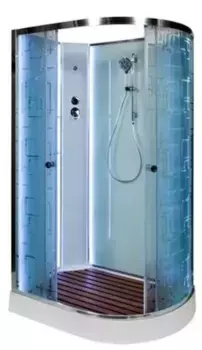 Душевая кабина «AvaCan» EM1512LN LED 120/80 низкий поддон матовая с рисунком/хром без крыши с электрикой левая