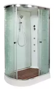 Душевая кабина «AvaCan» EM1512R 120/80 низкий поддон матовая с рисунком/хром с гидромассажем правая