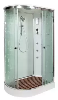 Душевая кабина «AvaCan» EM1512R 120/80 низкий поддон матовая с рисунком/хром с гидромассажем с электрикой правая