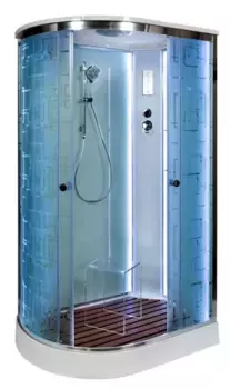 Душевая кабина «AvaCan» EM1512R LED 120/80 низкий поддон матовая с рисунком/хром с электрикой правая